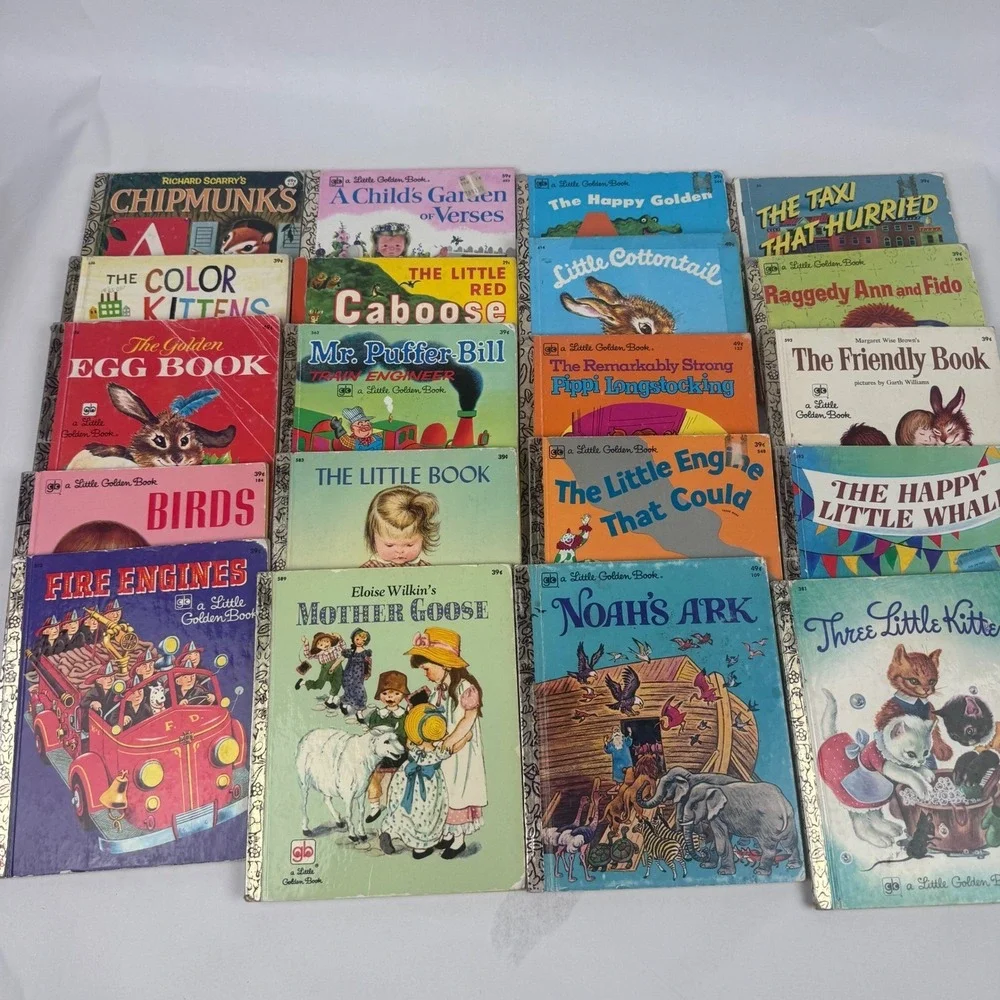 Vintage Little Golden Book Lot of 20 Mother Goose Three little Kittens 60s-70s